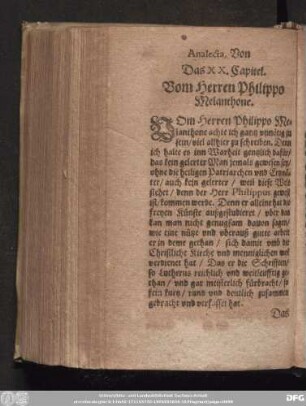 Das XX. Capitel. Vom Herren Philippo Melanthone.