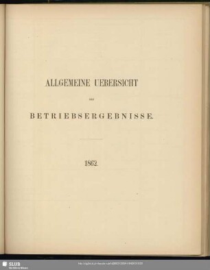 Allgemeine Uebersicht der Betriebsergebnisse : 1862