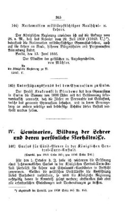 Unterstützungsfonds bei dem Gymnasium zu Culm : [III. Gymnasien und Realschulen]