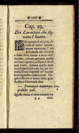 Cap. 29. Dei Caratteri che segnano l' huomo.