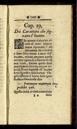 Cap. 29. Dei Caratteri che segnano l' huomo.