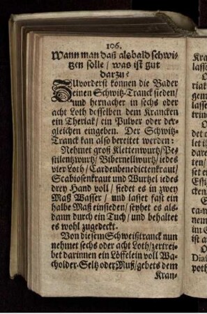 Wann man dan[n] alsbald schwitzen solle/ was ist gut darzu?