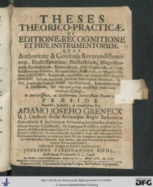 Theses Theorico-Practicae, De Editione, Recognitione Et Fide Instrumentorum