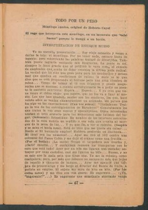 Todo por peso : Monólogo cómico, original de Roberto Cayol. Interpretación de Enrique Muiño