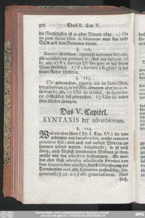 Das V. Capitel. Syntaxis der adverbiorum.