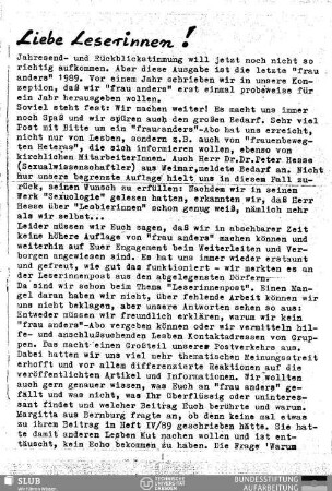 Liebe Leserinnen