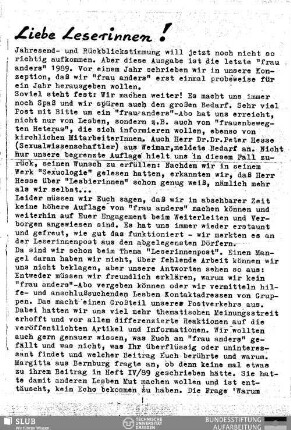 Liebe Leserinnen