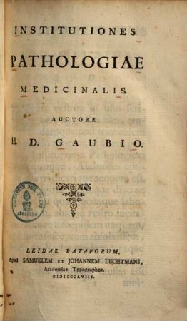 Institutiones pathologiae medicinalis