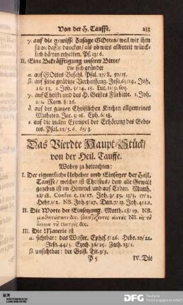Das Vierdte Haupt-Stück/ von der Heil. Tauffe.