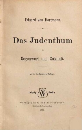 Das Judenthum in Gegenwart und Zukunft