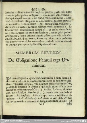 Membrum Tertium. De Obligatione Famuli erga Dominum