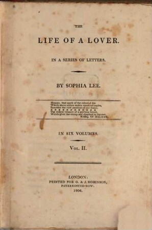 The life of a lover : in a series of letters ; in six volumes, 2