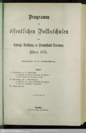 1875: Programm der öffentlichen Volksschulen der Königl. Haupt- & Residenzstadt Dresden