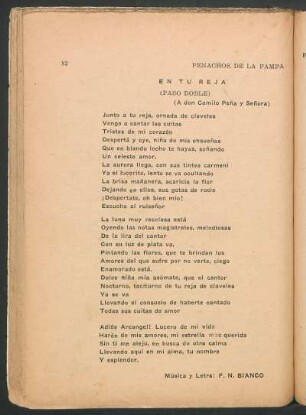 En tu reja : (Paso doble). - (A don Camilo Peña y Señora)