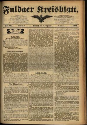 Erste Ausgabe vom Mittwoch, den 16. Dezember 1908.