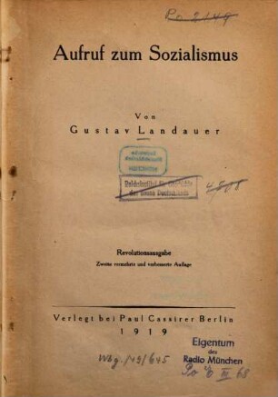 Aufruf zum Sozialismus