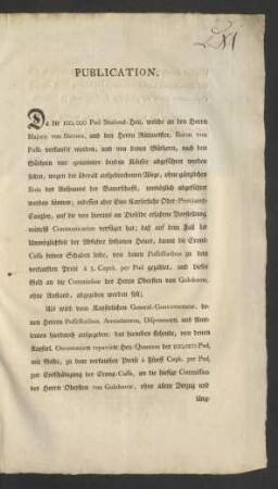 Publication. Da die 100,000 Pud Stations-Heu, welche an den Herrn Majorn von Sievers, und den Herrn Rittmeister, Baron von Posse verkaufet worden ...