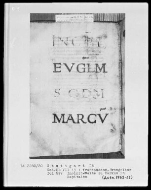 Francosächsisches Evangeliar — Incipit mit Kapitalen, Folio 59verso