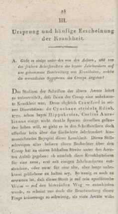 III. Ursprung und häufige Erscheinung der Krankheit