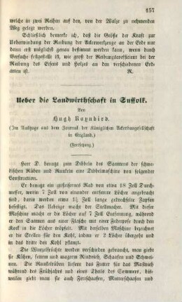 Ueber die Landwirthschaft in Suffolk. ... (Fortsetzung.)
