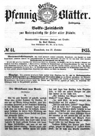 No. 44, Sonnabend, den 27. Oktober