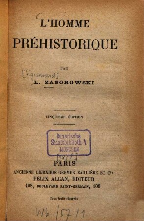 L'homme préhistorique par L. Zaborowski