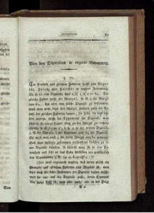 Von den Dignitäten in engerer Bedeutung.