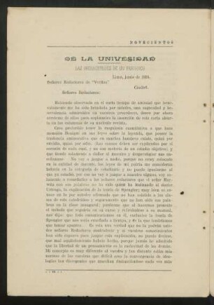 De la universidad : Las inexactitudes de un periódico
