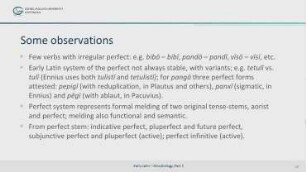 Early Latin – Morphology, Part 3: Verbal Inflection