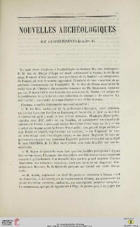Nouvelles archéologiques et correspondance
