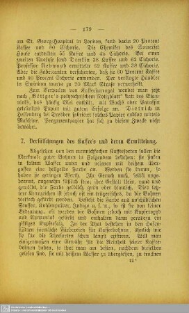 7. Verfälschungen des Kaffee's und deren Ermittlung