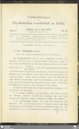 Nr. 11. Sitzung vom 7. Juni 1889