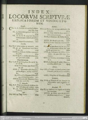 Index Locorum Scripturae Explicatorum Et Vindicatorum