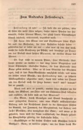 Zum Andenken Fellenberg's.