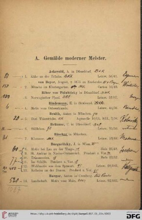 A. Gemälde moderner Meister (Nr. 1-132)