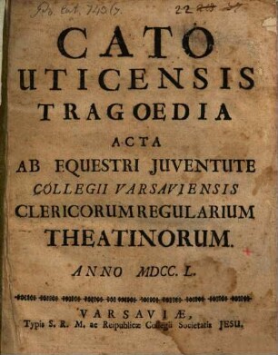 Cato Uticensis : Tragoedia
