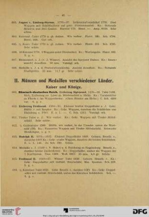 II. Münzen und Medaillen verschiedener Länder (Nr. 609-1544)