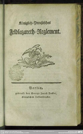 Königlich-Preußisches Feldlazareth-Reglement