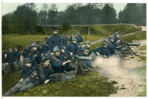 Theresienstadt. Maschinen-Gewehr-Abteilung im Feuergefecht