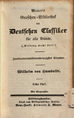 Wilhelm von Humboldt : Mit Biographie. 1