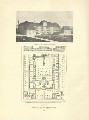 Schulgebäude am Zeppelinplatz. Schulgebäude und Lehrerwohnhaus ; Lageplan