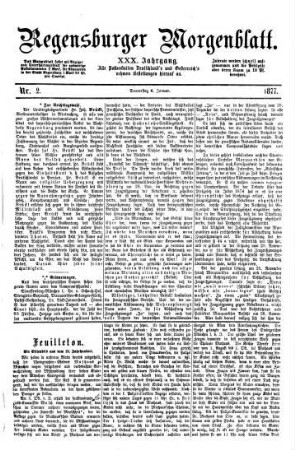 Regensburger Morgenblatt. 30. 1877 = Nr. 1 (3. Januar 1877) - Nr. 296 (30. Dezember 1877)