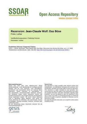 Rezension: Jean-Claude Wolf: Das Böse