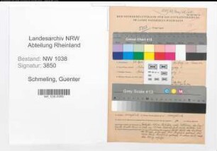 Entnazifizierung Guenter Schmeling , geb. 22.04.1914 (Angestellter)