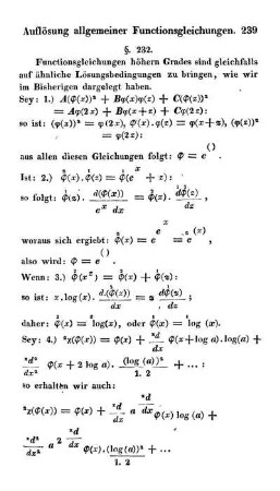 Functionsgleichungen höhern Grades.