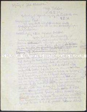 Handschriftliches Protokoll einer Mitgliederversammlung der Künstlervereinigung "Die Abstrakten" - Sachkonvolut