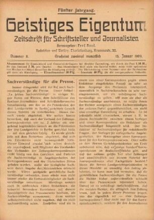 Nummer 8 (15. Januar 1909)