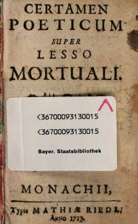 Certamen Poeticum Super Lesso Mortuali