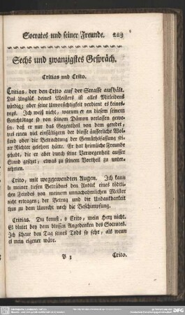 Sechs und zwanzigstes Gespräch. Critias und Crito