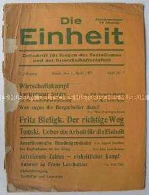 Sozialistische Halbmonatszeitschrift u.a. zur Frage der Einheit der Arbeiterbewegung
